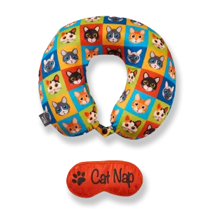 Eye Mask Memory Foam Travel Neck Pillow - Cat Nap