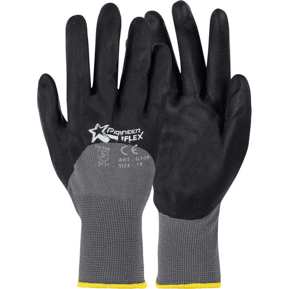 Flex 15 gauge grey nitrile PU lycra nylon gloves Abrasion-Lv3