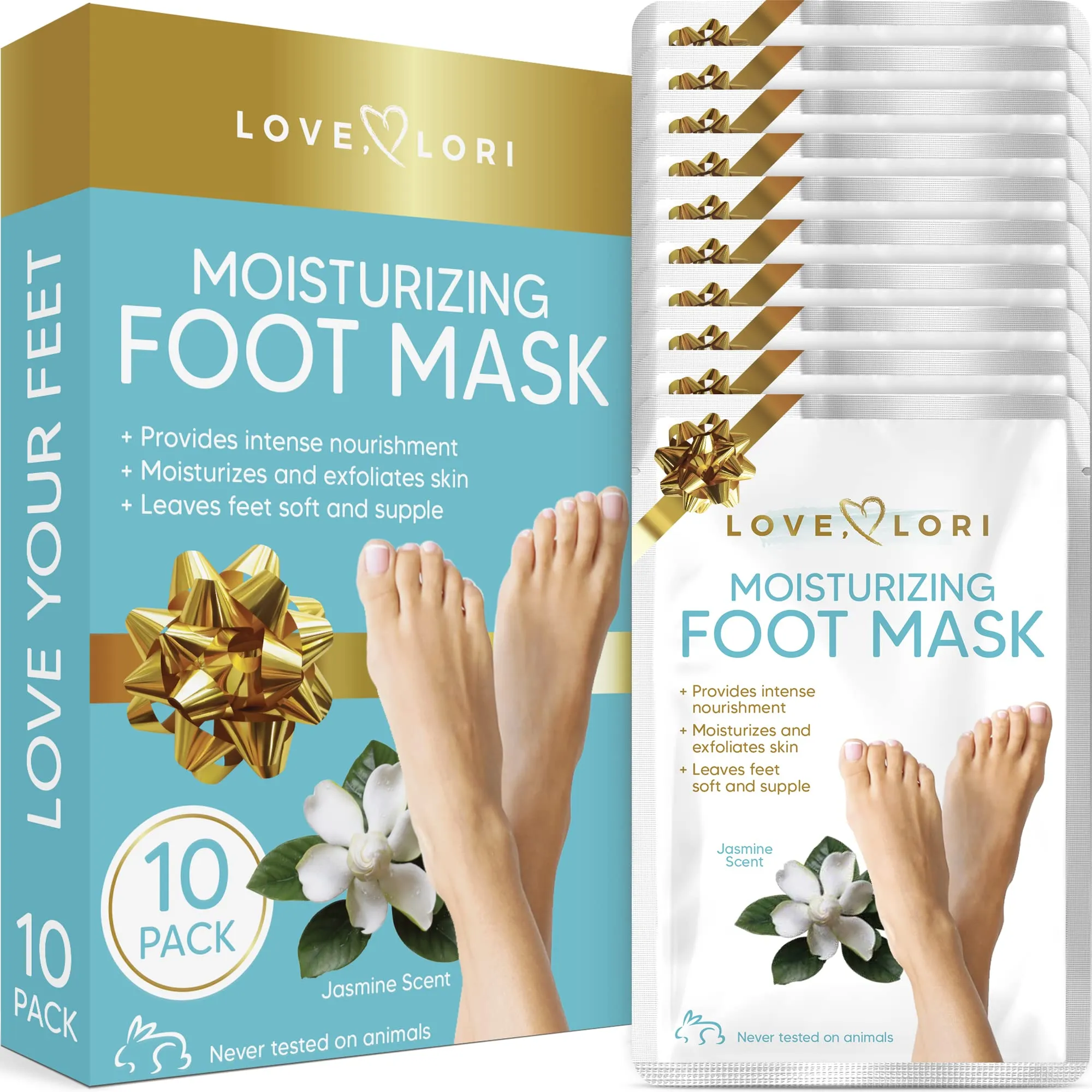Foot Mask for Dry Cracked Feet (10 Pack) - Effective Care Spa Kit - Feet Peeling Moisturizers