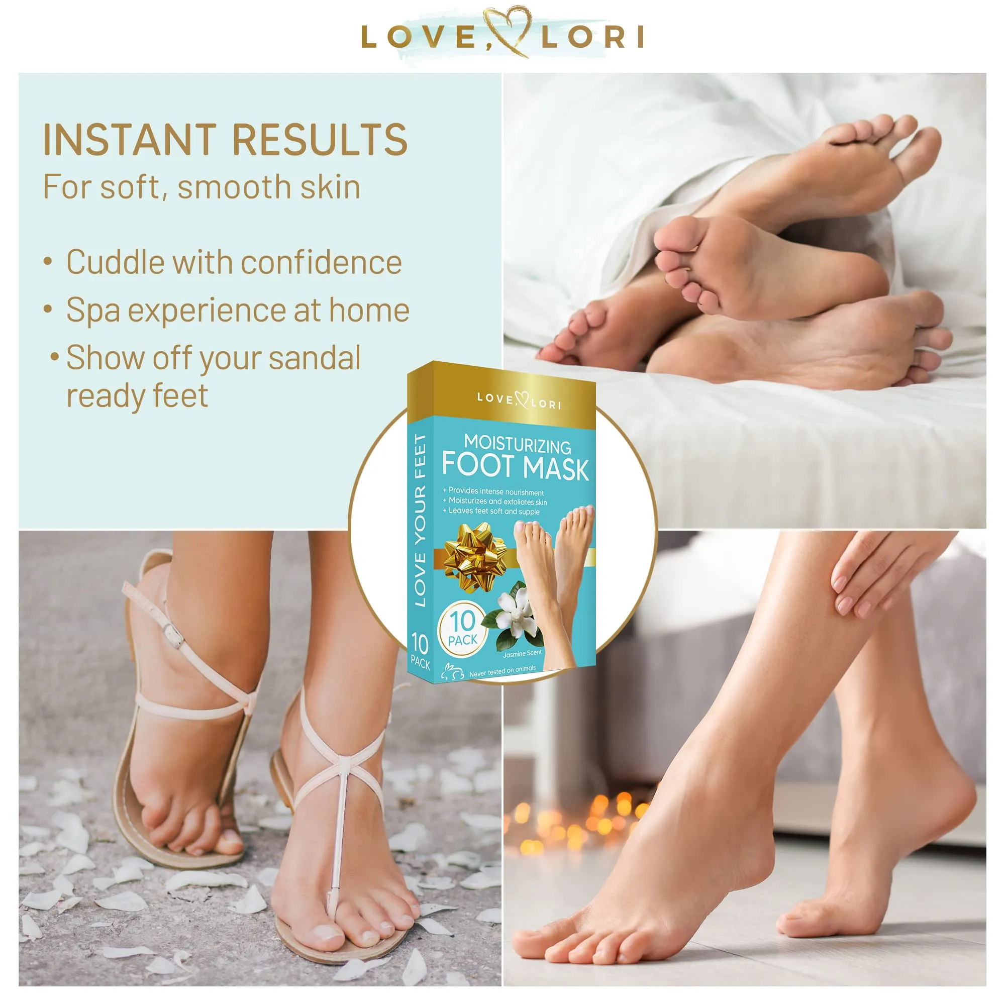 Foot Mask for Dry Cracked Feet (10 Pack) - Effective Care Spa Kit - Feet Peeling Moisturizers