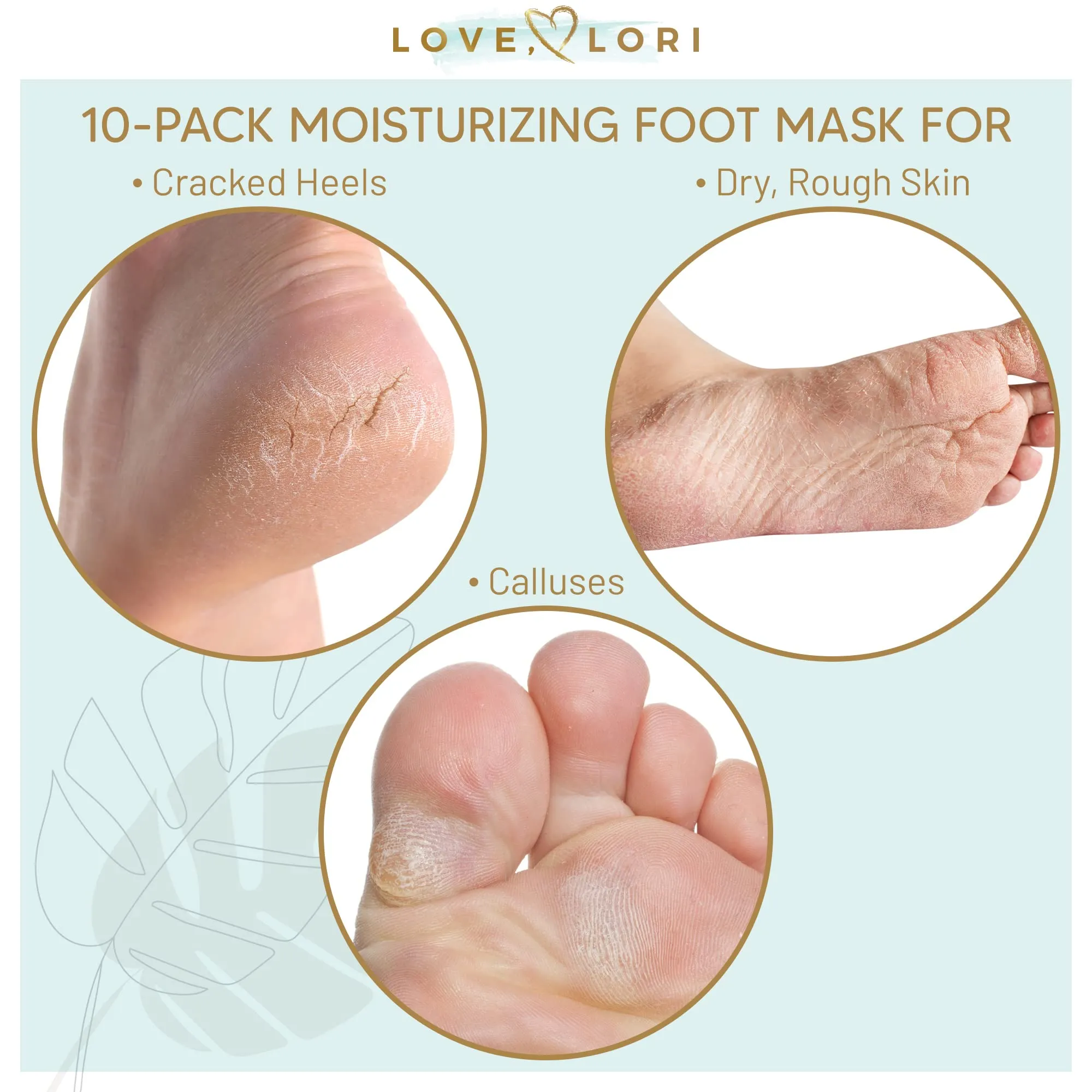 Foot Mask for Dry Cracked Feet (10 Pack) - Effective Care Spa Kit - Feet Peeling Moisturizers