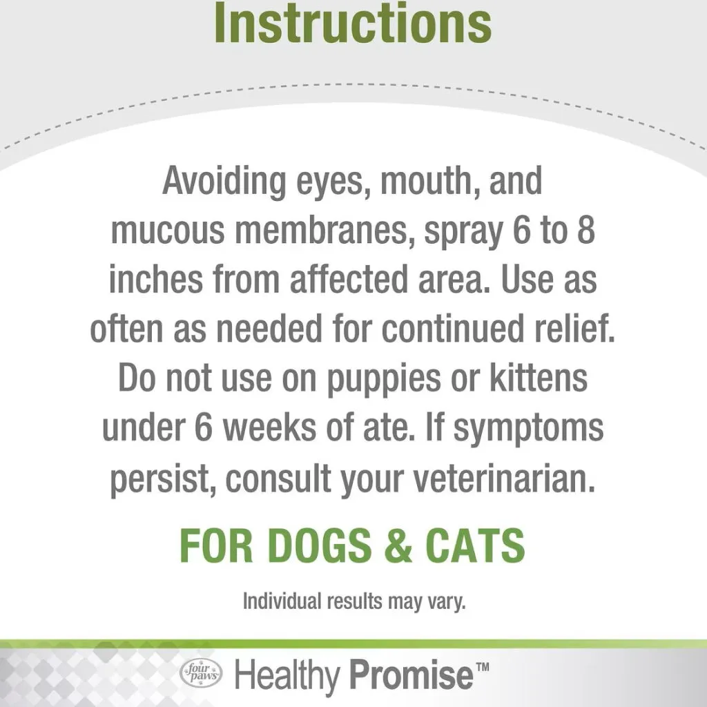 Four Paws Healthy Promise Pet Aid Fast-Acting Anti Itch Spray for Dogs & Cats (8 oz)