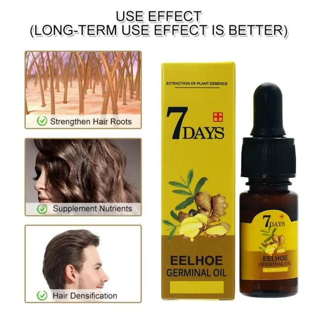 Ginger Hair Growth Essential Oil Serum Hair Regrowth 7 Days Anti-Loss Repair Strong Roots Hair Care