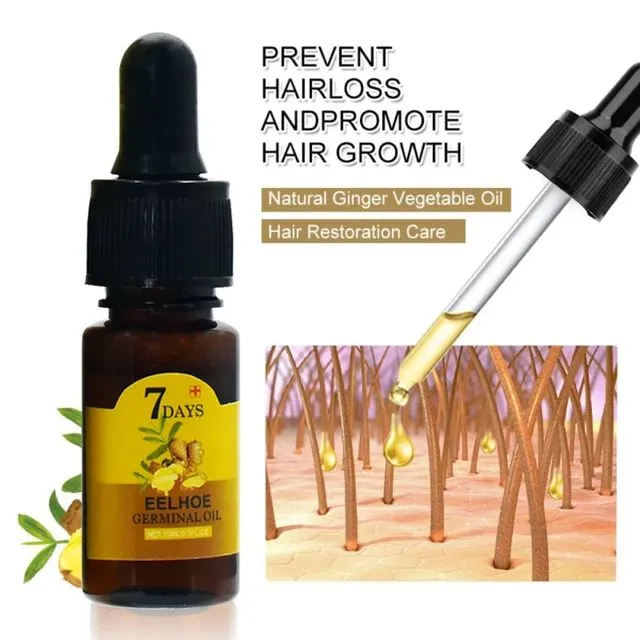 Ginger Hair Growth Essential Oil Serum Hair Regrowth 7 Days Anti-Loss Repair Strong Roots Hair Care