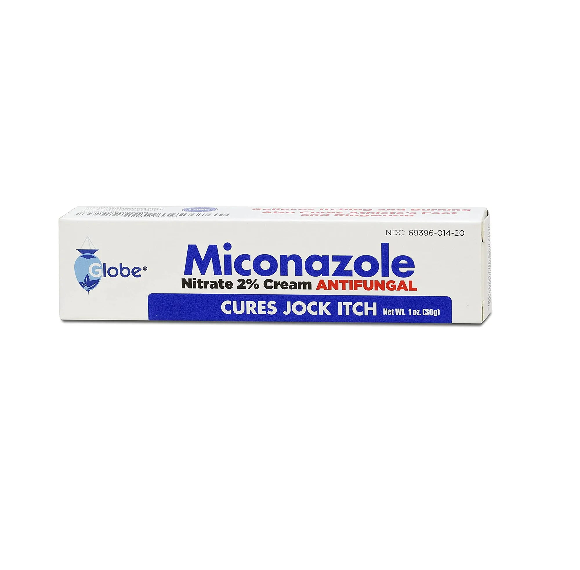 Globe Miconazole Nitrate 2% Antifungal Cream Cures Most Athletes Foot Jock Itch Ringworm 1 OZ Tube