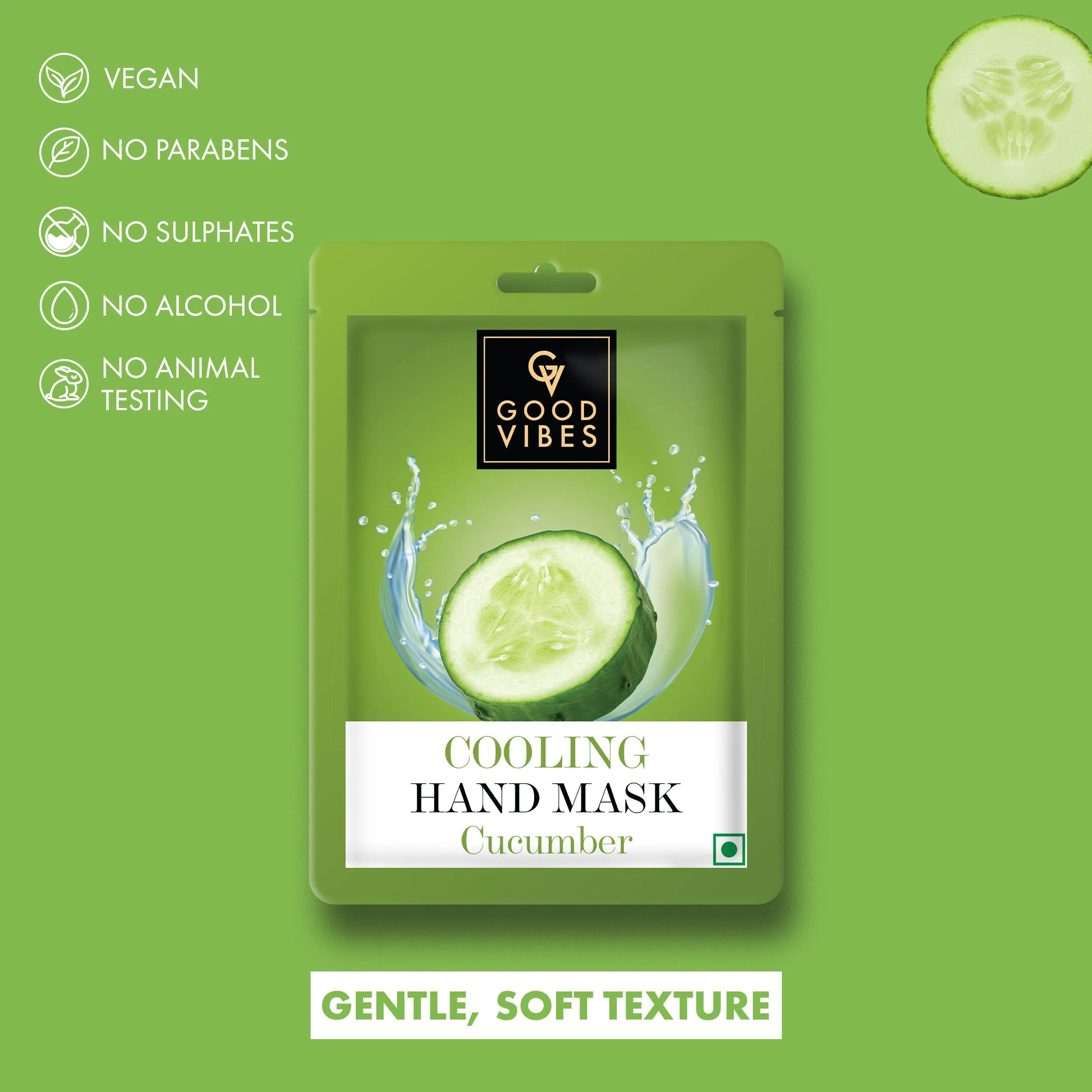 Good Vibes Cucumber Cooling Hand Mask | Moisturizing, Hydrating | Vegan, No Parabens, No Sulphates, No Alcohol, No Animal Testing (20 g)