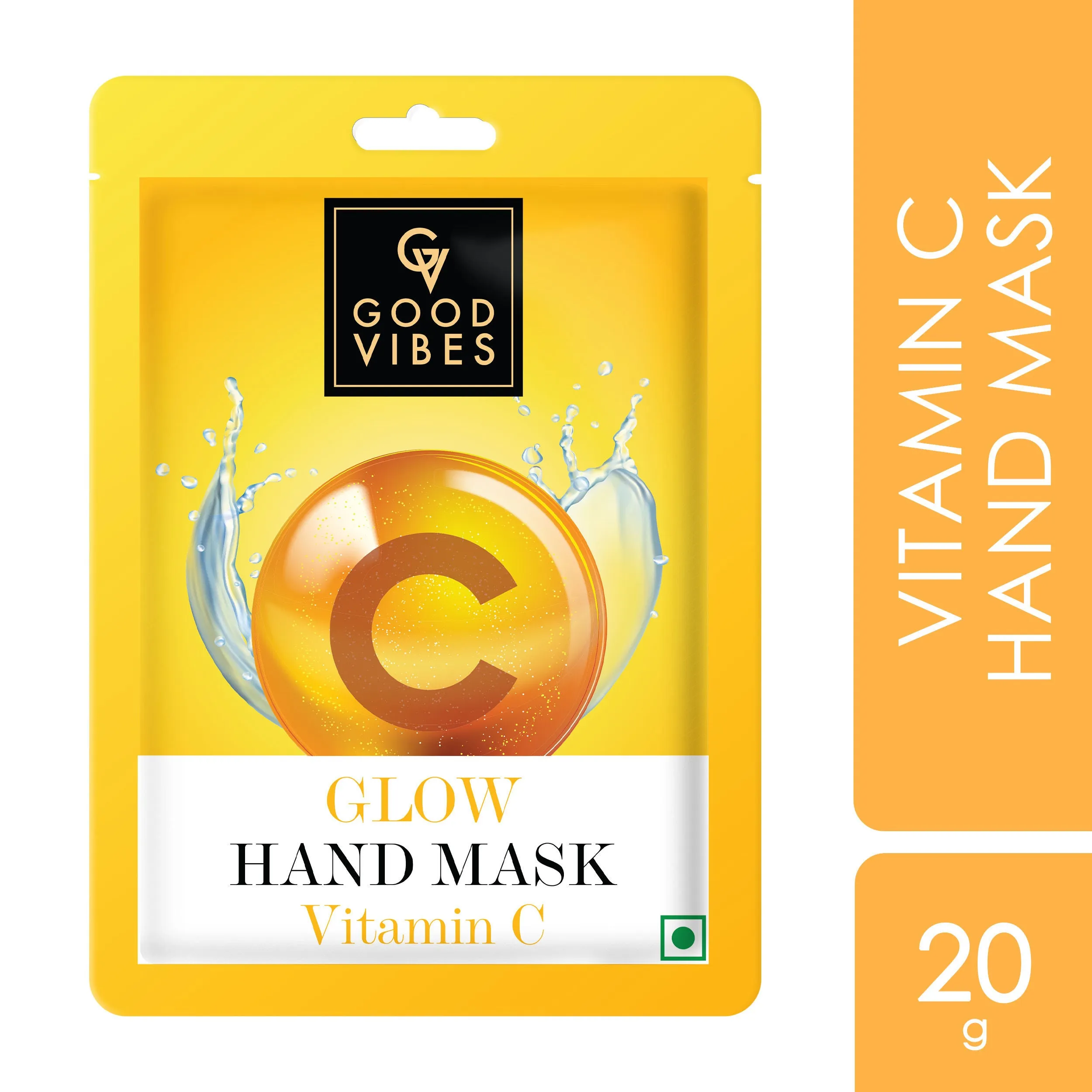 Good Vibes Vitamin C Glow Hand Mask | Brightening, Soothing | Vegan, No Parabens, No Sulphates, No Alcohol, No Animal Testing (20 g)