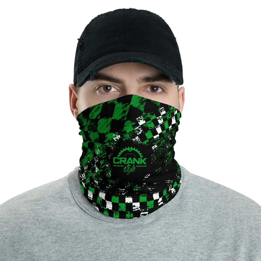 Green Black and White Checker Face Mask / Neck Gaiter