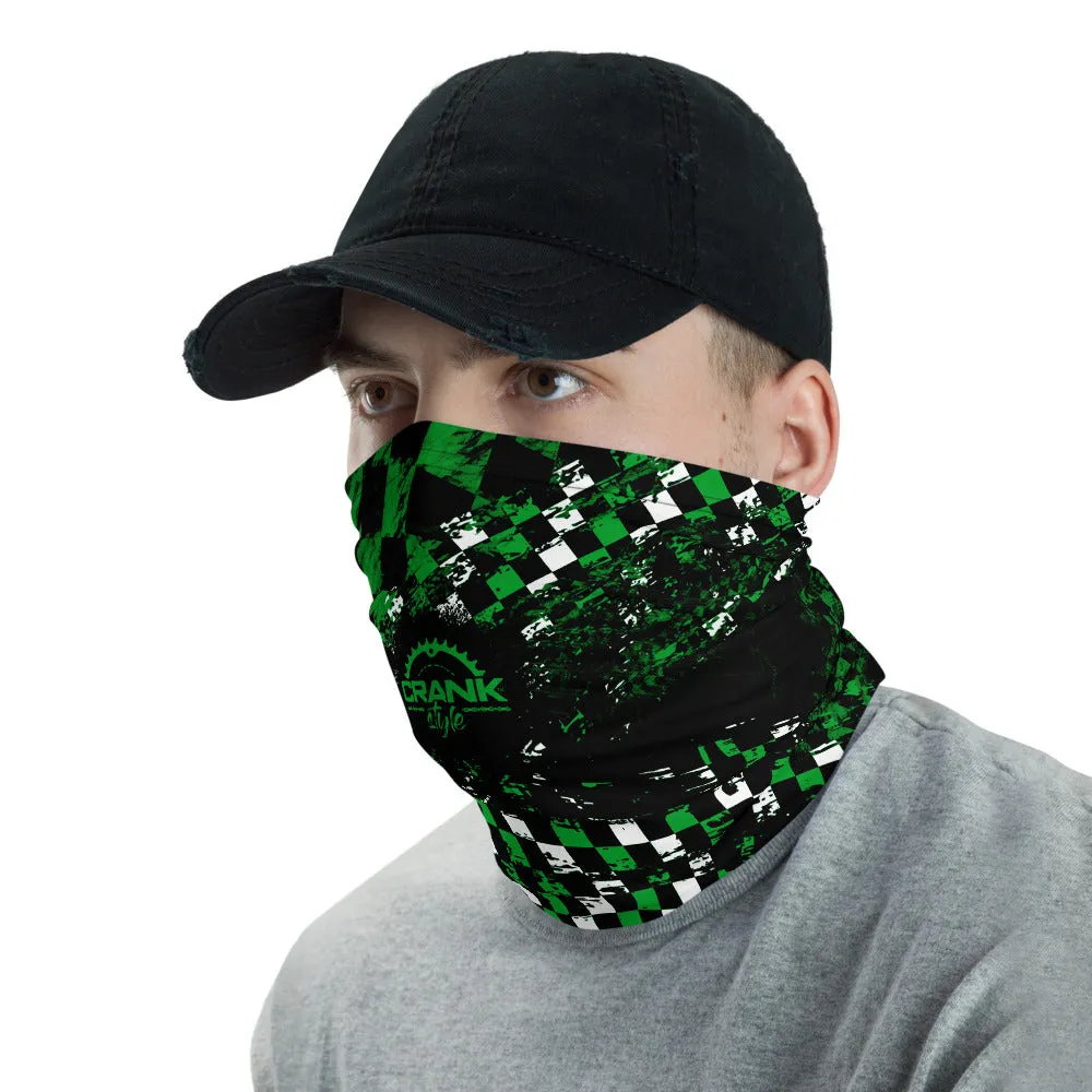 Green Black and White Checker Face Mask / Neck Gaiter