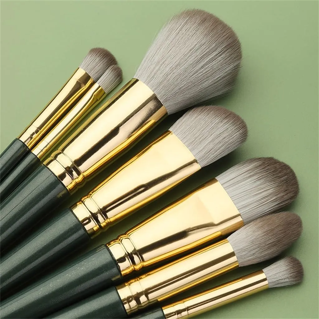 Green Cloud 14pcs Makeup Brush Set Soft Hair Blush Brush Eyeshadow Brush Loose Powder Brush