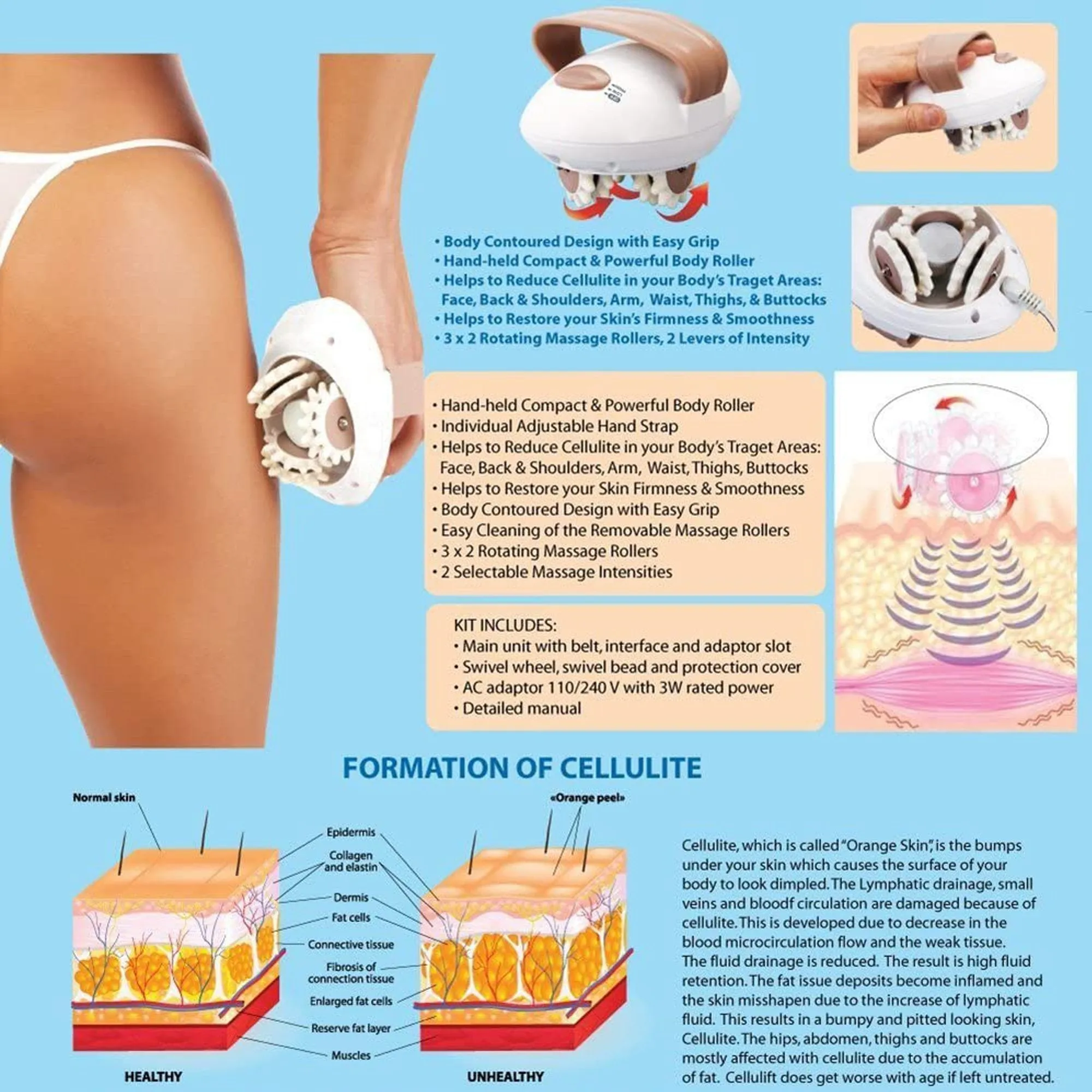 Hand-Held Compact Body Roller/Weight Loss Massager