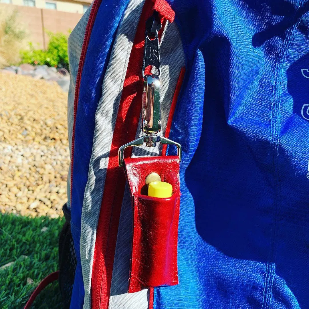 Handmade Genuine Red Leather Lip Balm Holder