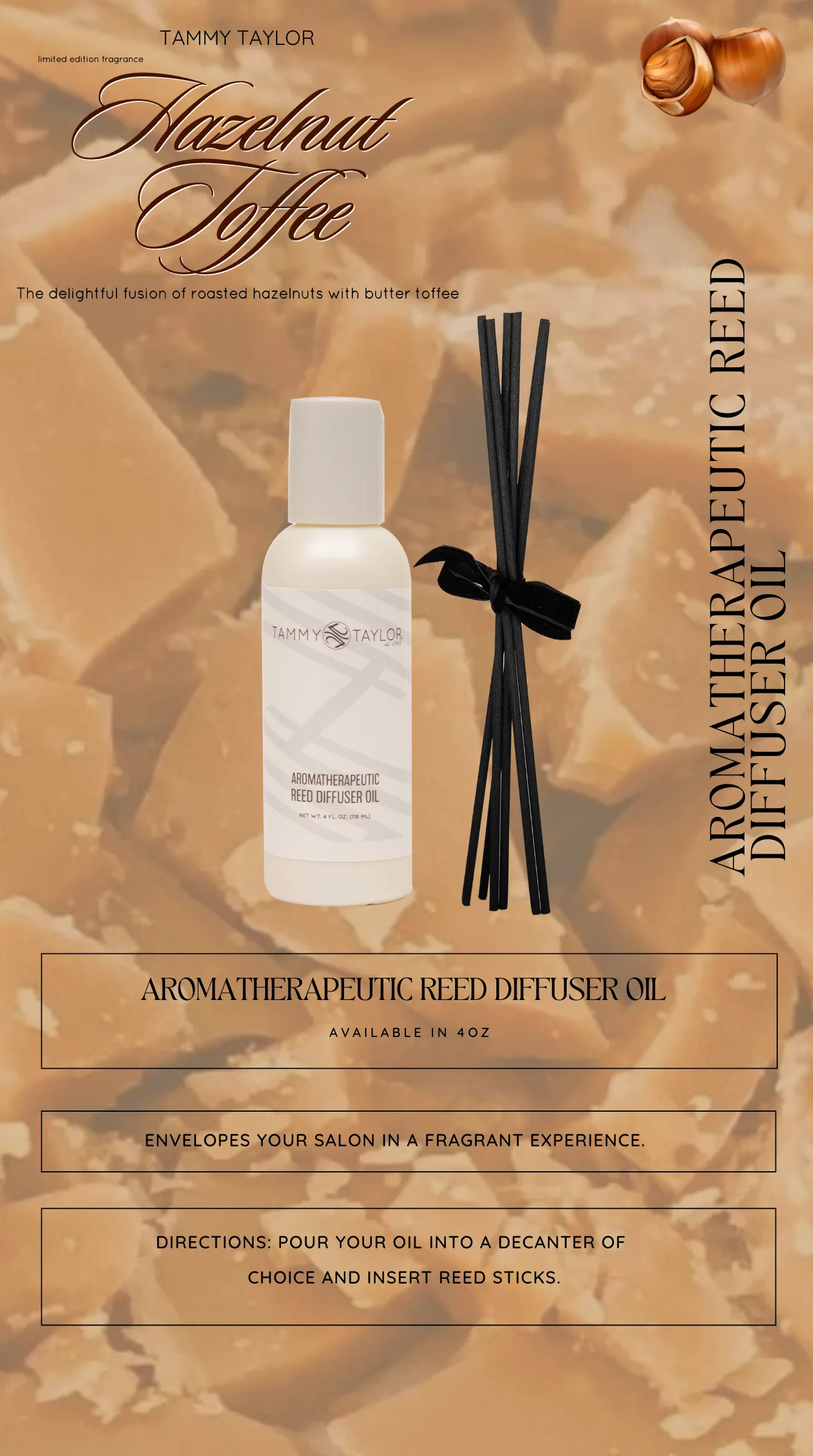 Hazelnut Toffee Aromatherapeutic Reed Diffuser Oil
