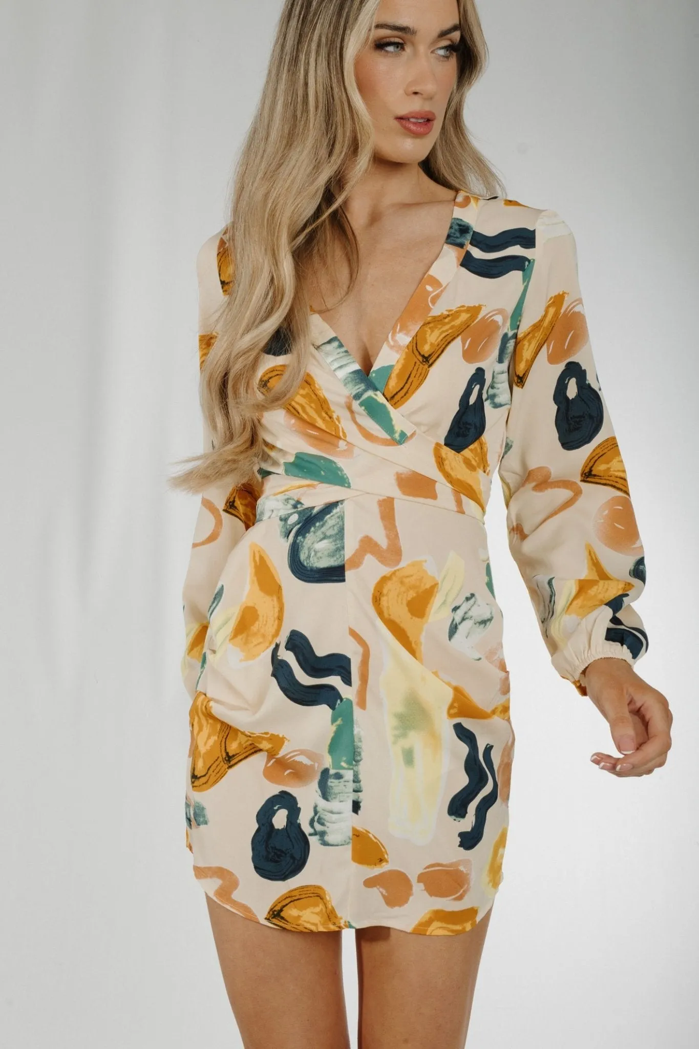 Holly Tie Front Dress In Cream Multi
