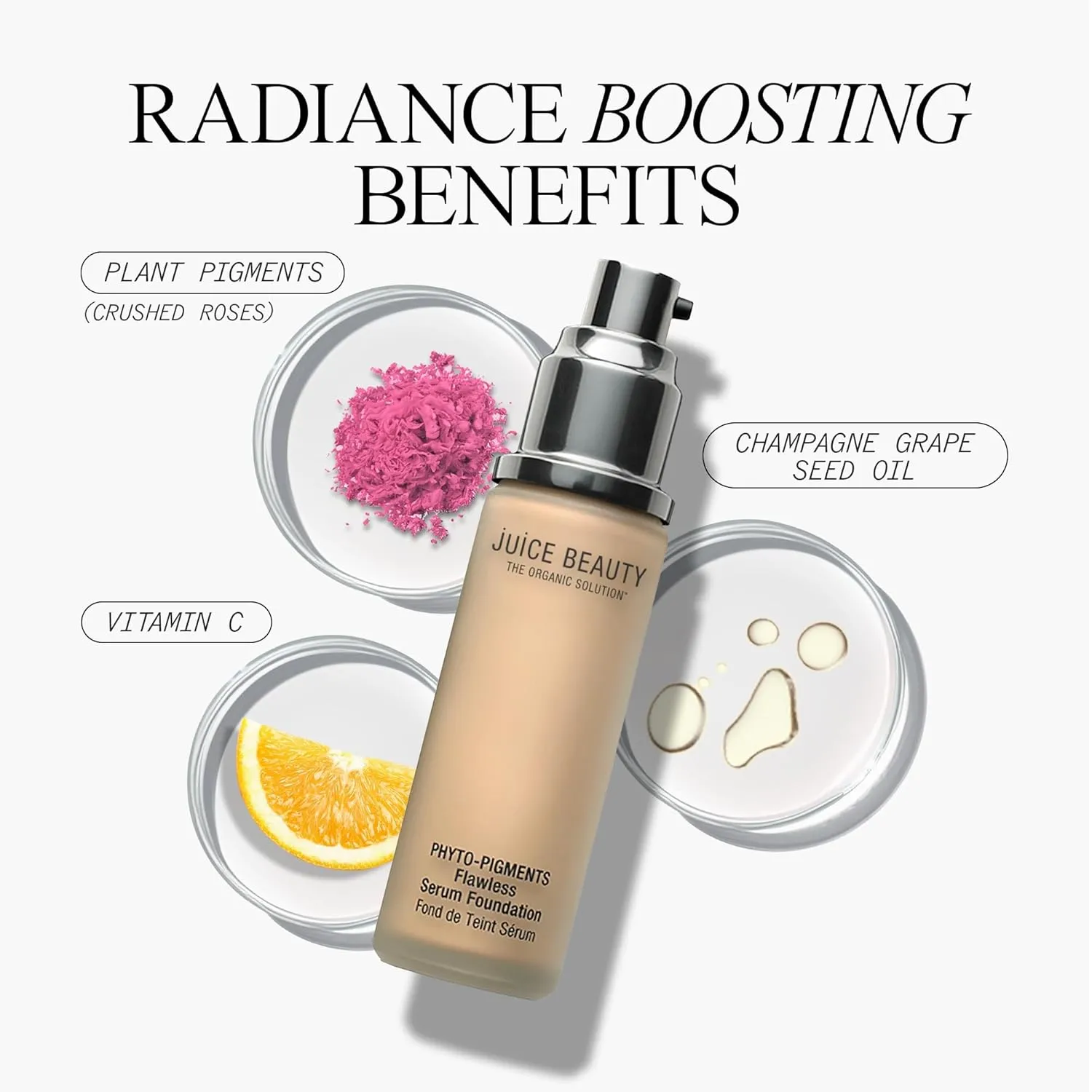 Juice Beauty Phyto-Pigments Flawless Serum Foundation - 15 Rosy Sand - 30 mL - Medium-to-Full, Long-Lasting Coverage - Reduces Look of Wrinkles   Pores - Vegan, Cruelty Free