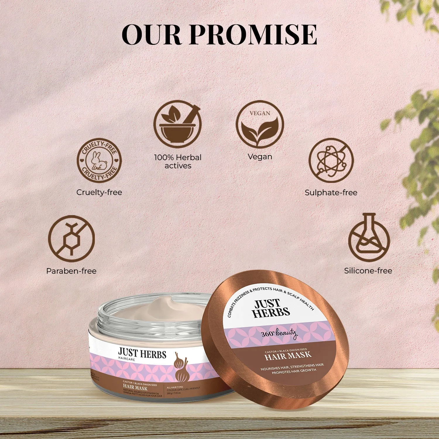 Just Herbs Castor & Black Onion Seed Hair Mask - 200 gm