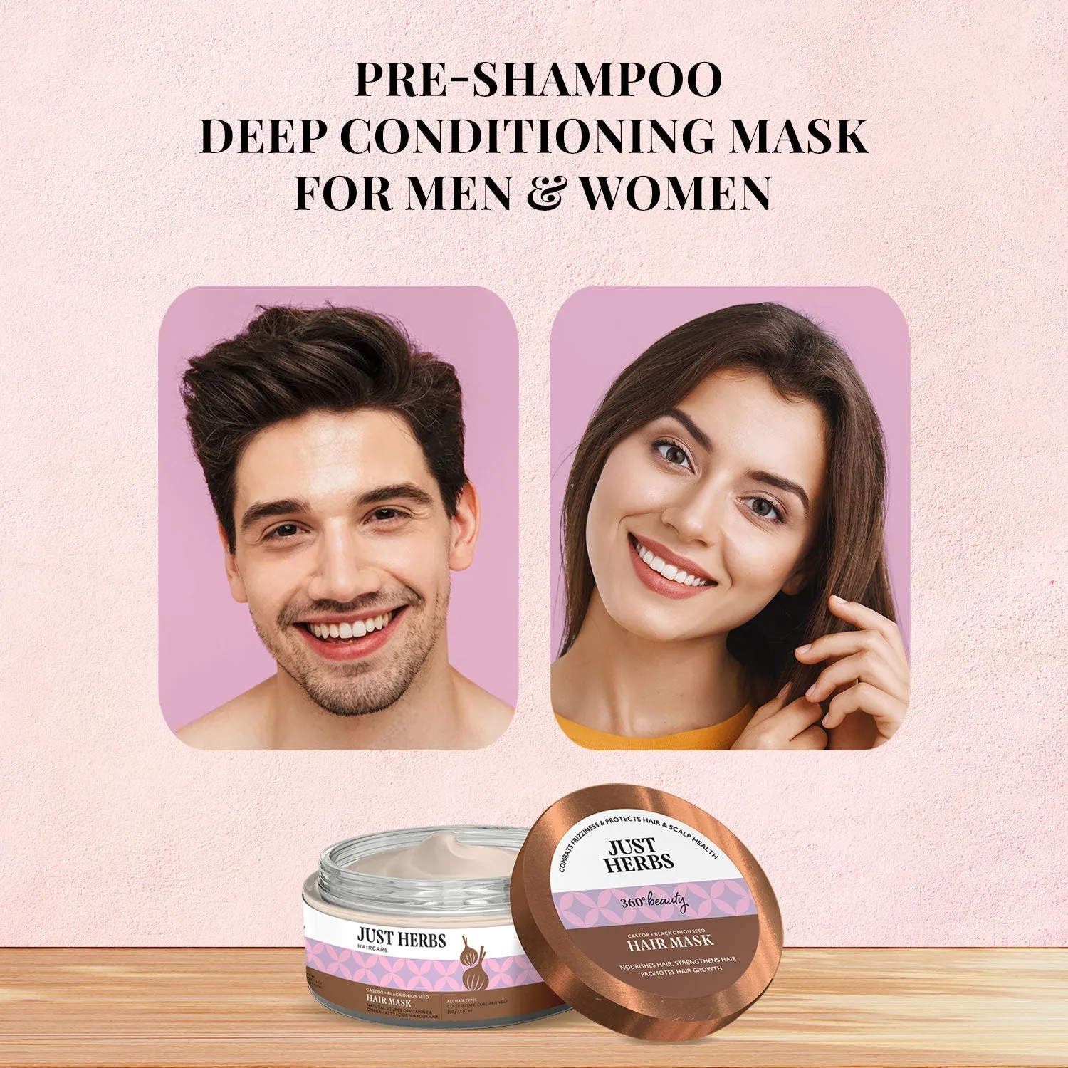 Just Herbs Castor & Black Onion Seed Hair Mask - 200 gm