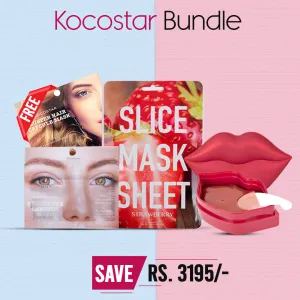 Kocostar Bundle ( Rose Lip Mask Jar, Slice Mask Strawberry, Luster Hair Capsule Mask - 7 Capsules, Rescue Eye Capsule Mask )