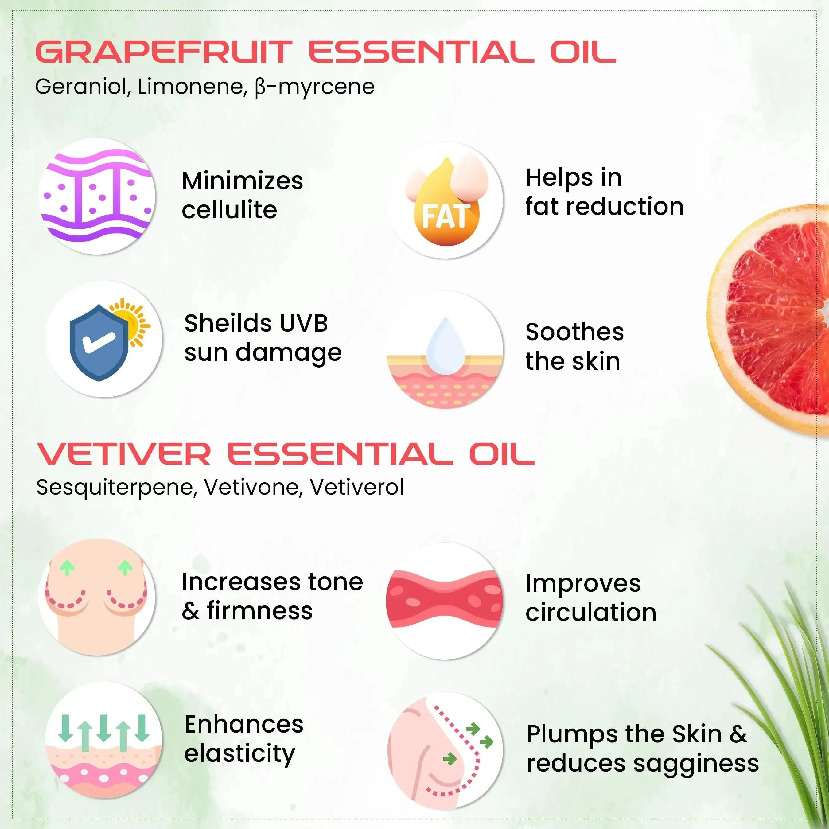 Lady Care Breast Sliming & Toning Massage Oil,Toning,Firming & Anti Cellulite, Grapefruit & Vetiver