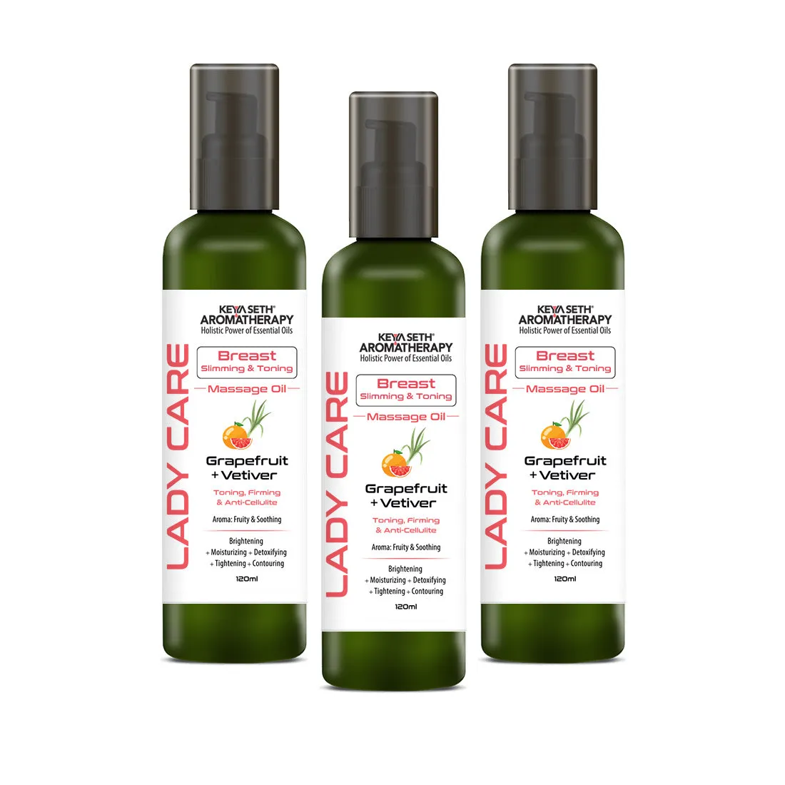 Lady Care Breast Sliming & Toning Massage Oil,Toning,Firming & Anti Cellulite, Grapefruit & Vetiver
