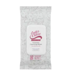 Lady's Choice Feminine Cleansing Wipes Sheer Lavender w/ PDQ - 32ct/12pk