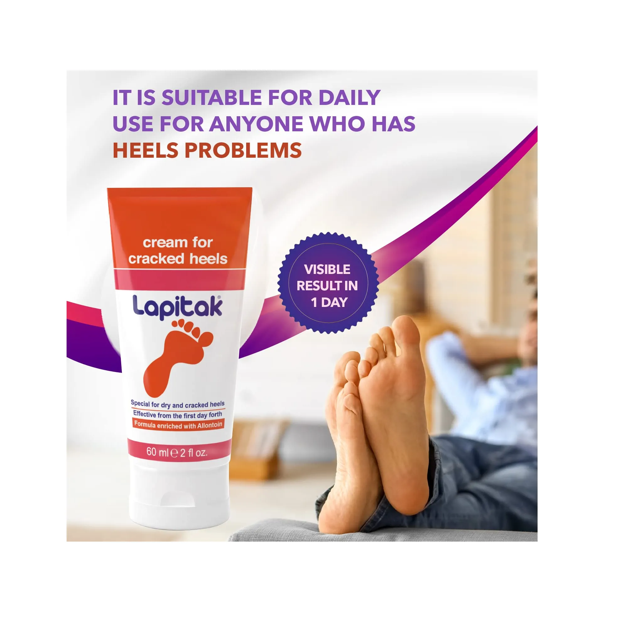 Lapitak Healthy Heel Crack Cream and Foot Cream for Cracked Heels and Dry Feet Lotion for dry skin Intensive Foot Repair 2 OZ Foot scrubber dead skin remover & Foot Scrub
