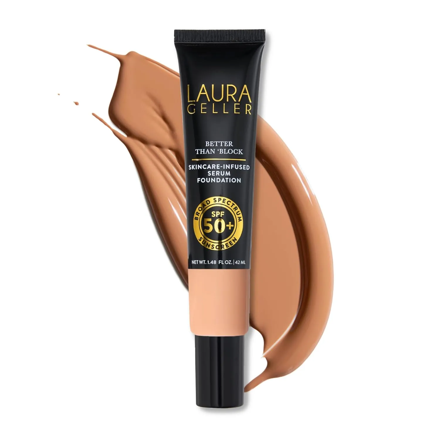 LAURA GELLER NEW YORK Better Than Block Skincare-Infused Serum Foundation with Broad Spectrum SPF 50 , Golden Medium