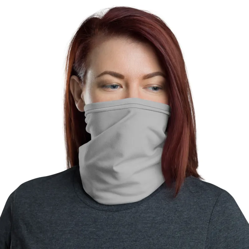 Light Grey Washable Face Mask Shield, Reusable Neck Warmer Bandana, Headband-Made in USA/EU