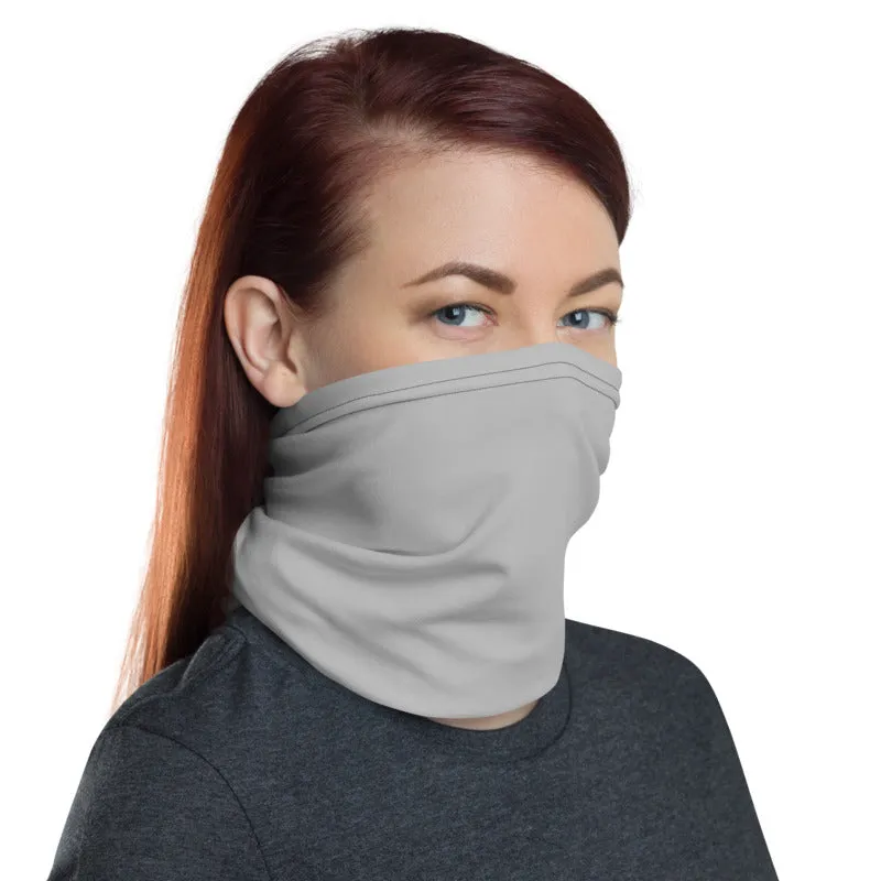 Light Grey Washable Face Mask Shield, Reusable Neck Warmer Bandana, Headband-Made in USA/EU
