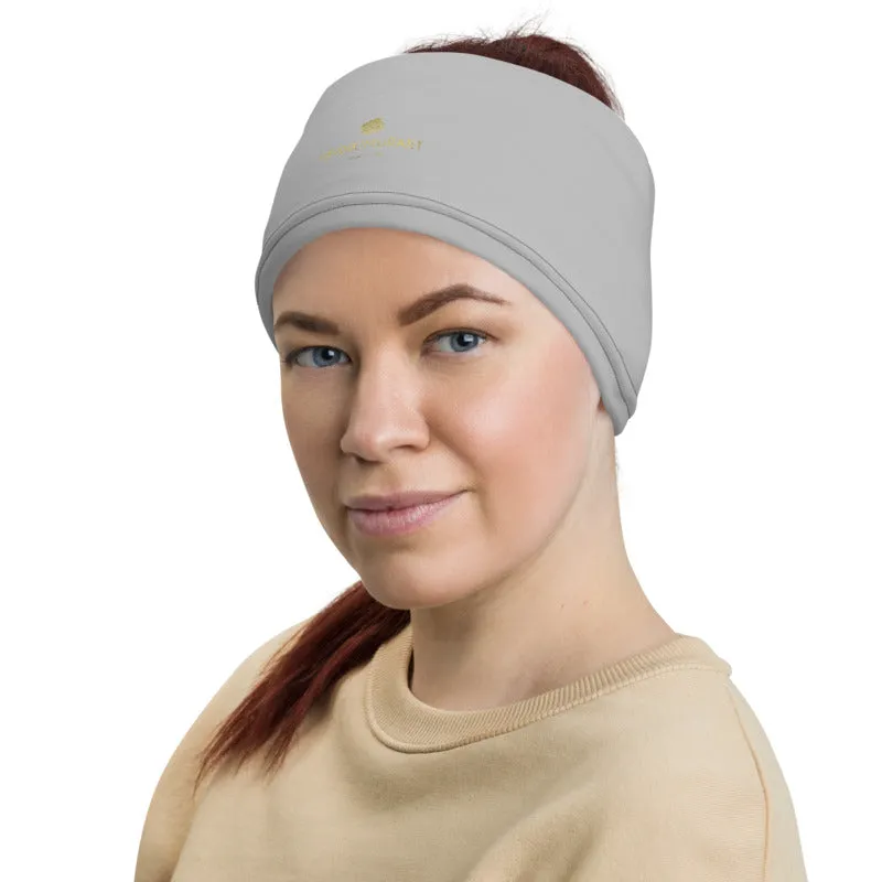 Light Grey Washable Face Mask Shield, Reusable Neck Warmer Bandana, Headband-Made in USA/EU