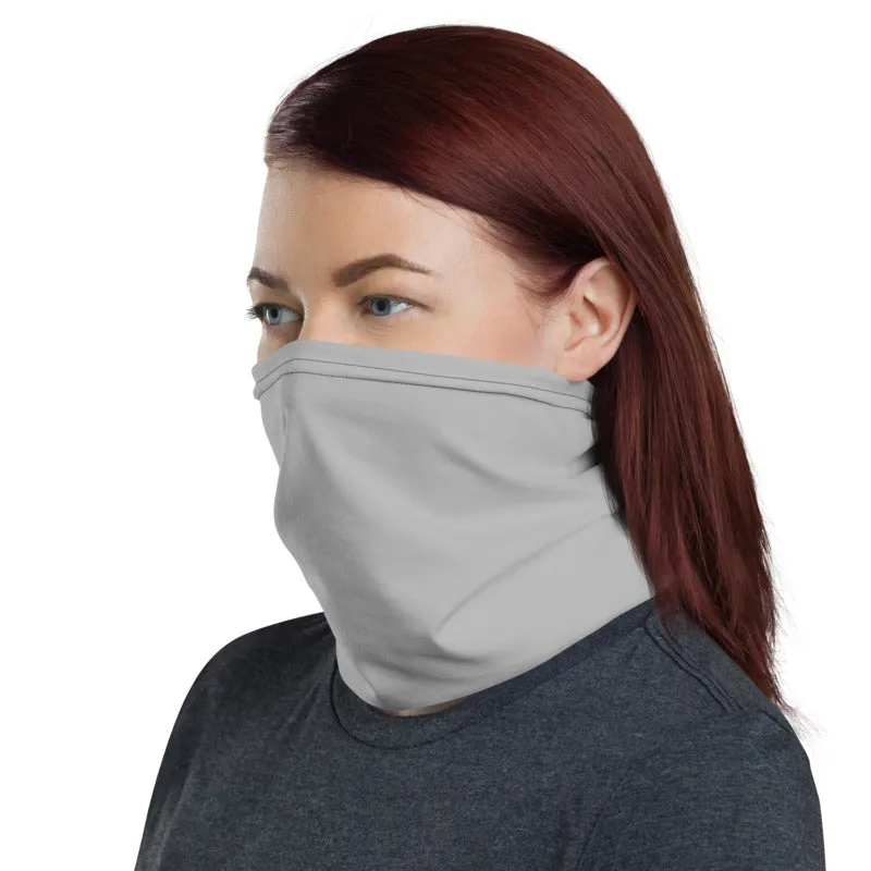 Light Grey Washable Face Mask Shield, Reusable Neck Warmer Bandana, Headband-Made in USA/EU
