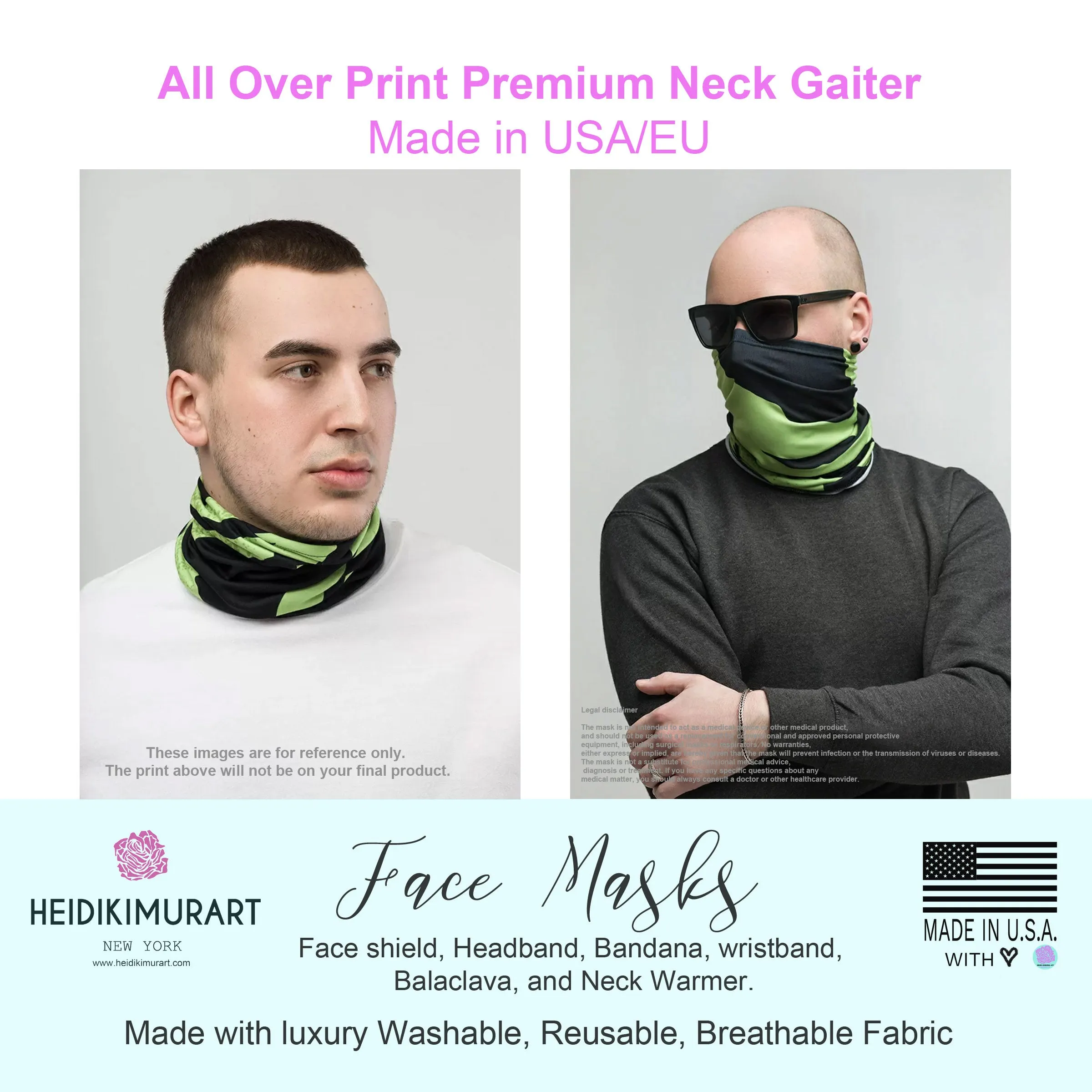 Light Grey Washable Face Mask Shield, Reusable Neck Warmer Bandana, Headband-Made in USA/EU