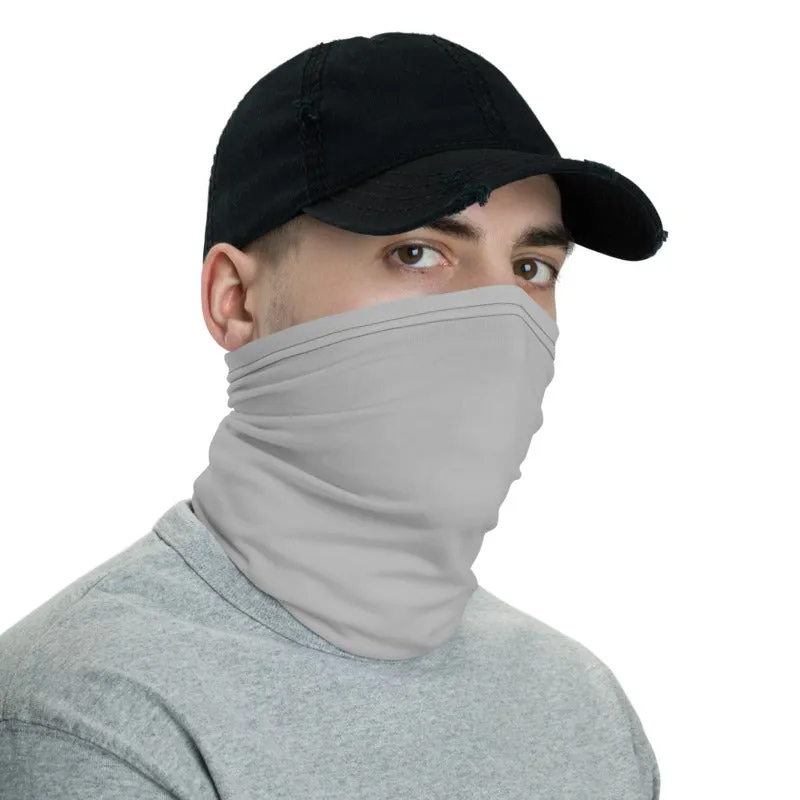 Light Grey Washable Face Mask Shield, Reusable Neck Warmer Bandana, Headband-Made in USA/EU
