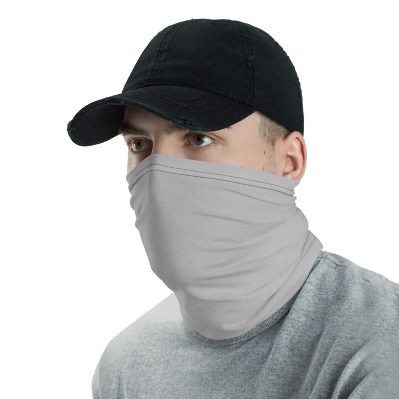 Light Grey Washable Face Mask Shield, Reusable Neck Warmer Bandana, Headband-Made in USA/EU