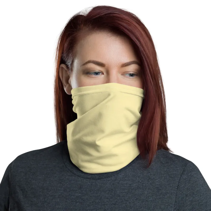 Light Yellow Washable Face Masks Shield, Reusable Neck Warmer Bandana-Made in USA/EU