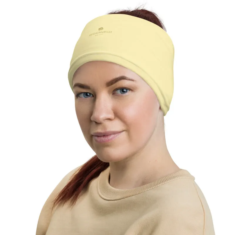 Light Yellow Washable Face Masks Shield, Reusable Neck Warmer Bandana-Made in USA/EU