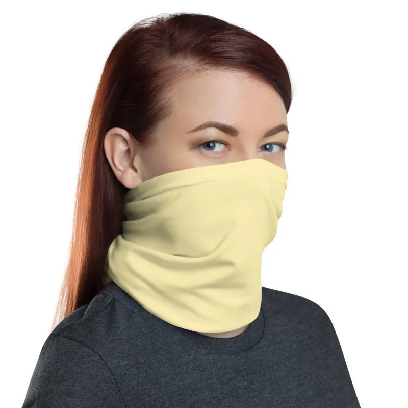 Light Yellow Washable Face Masks Shield, Reusable Neck Warmer Bandana-Made in USA/EU