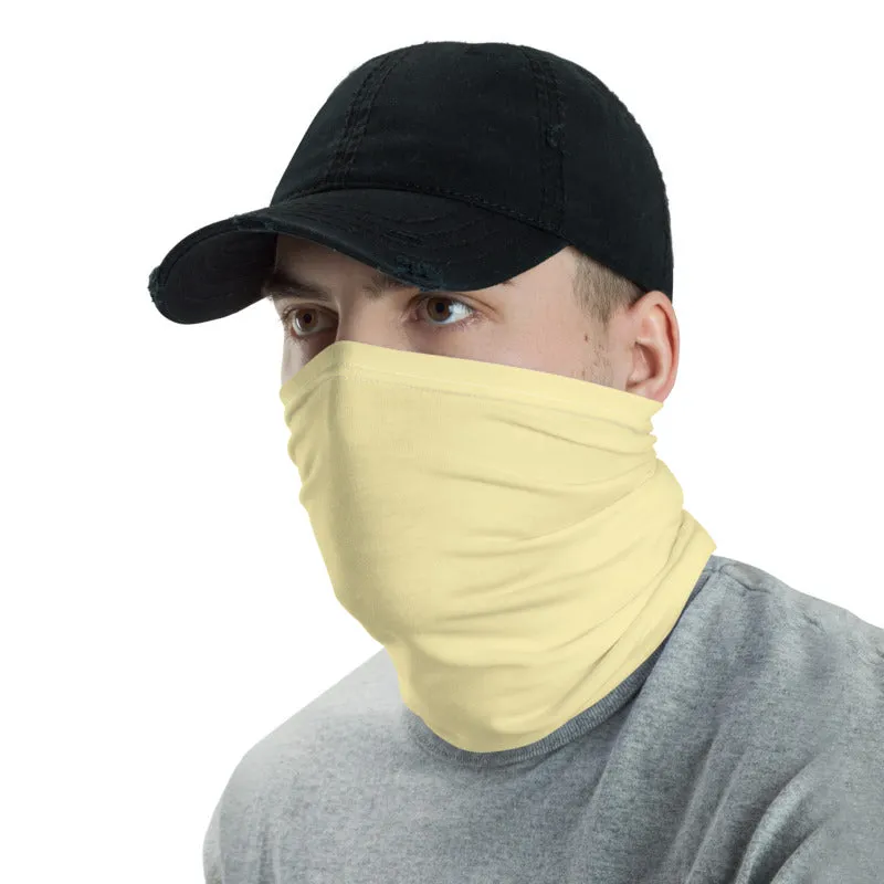 Light Yellow Washable Face Masks Shield, Reusable Neck Warmer Bandana-Made in USA/EU