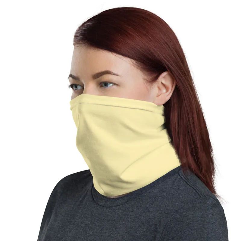 Light Yellow Washable Face Masks Shield, Reusable Neck Warmer Bandana-Made in USA/EU