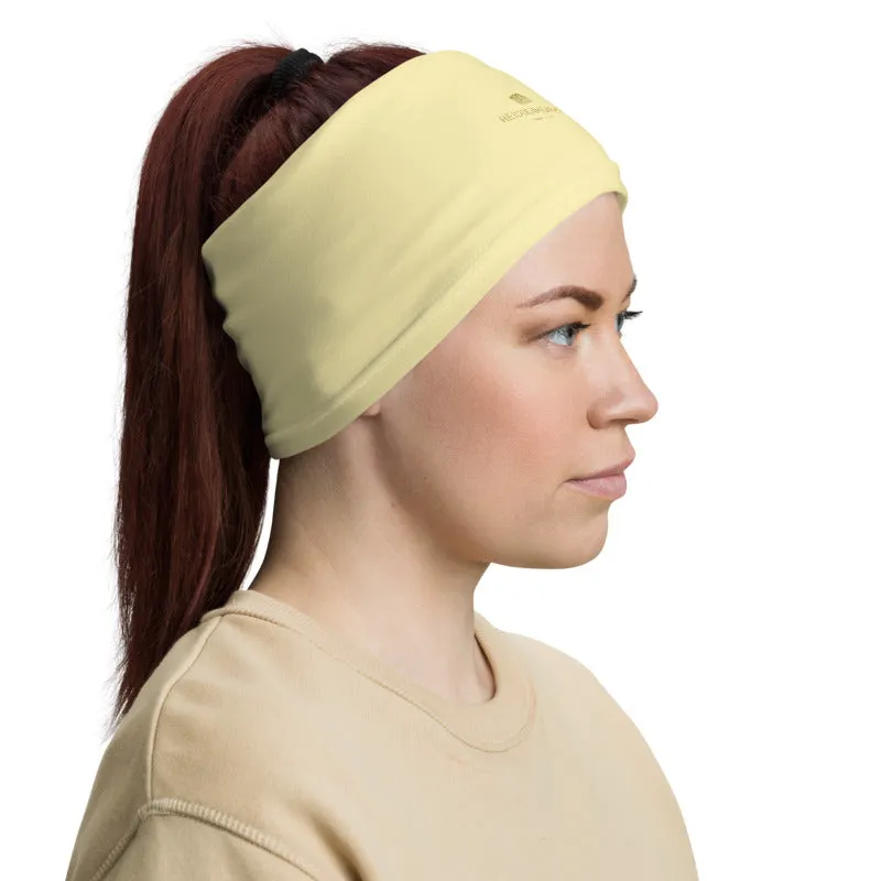 Light Yellow Washable Face Masks Shield, Reusable Neck Warmer Bandana-Made in USA/EU