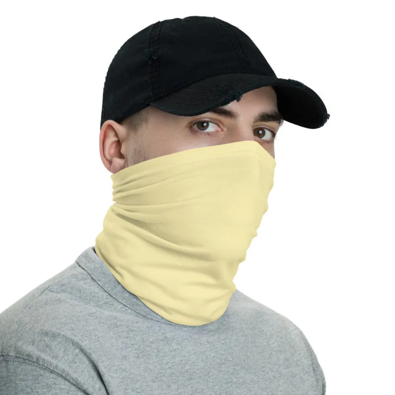 Light Yellow Washable Face Masks Shield, Reusable Neck Warmer Bandana-Made in USA/EU