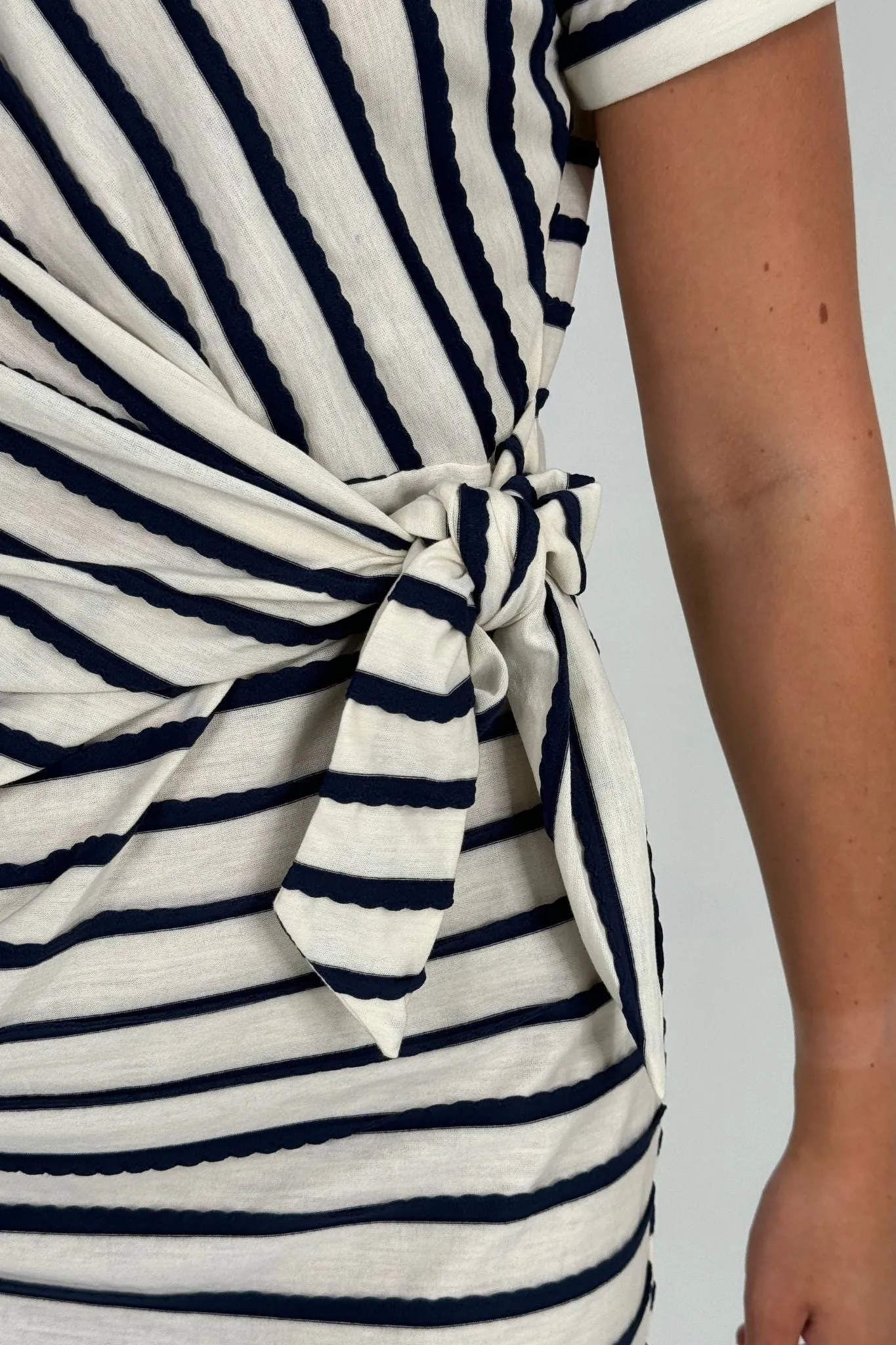 Lily Stripe T-Shirt Dress In Navy Mix