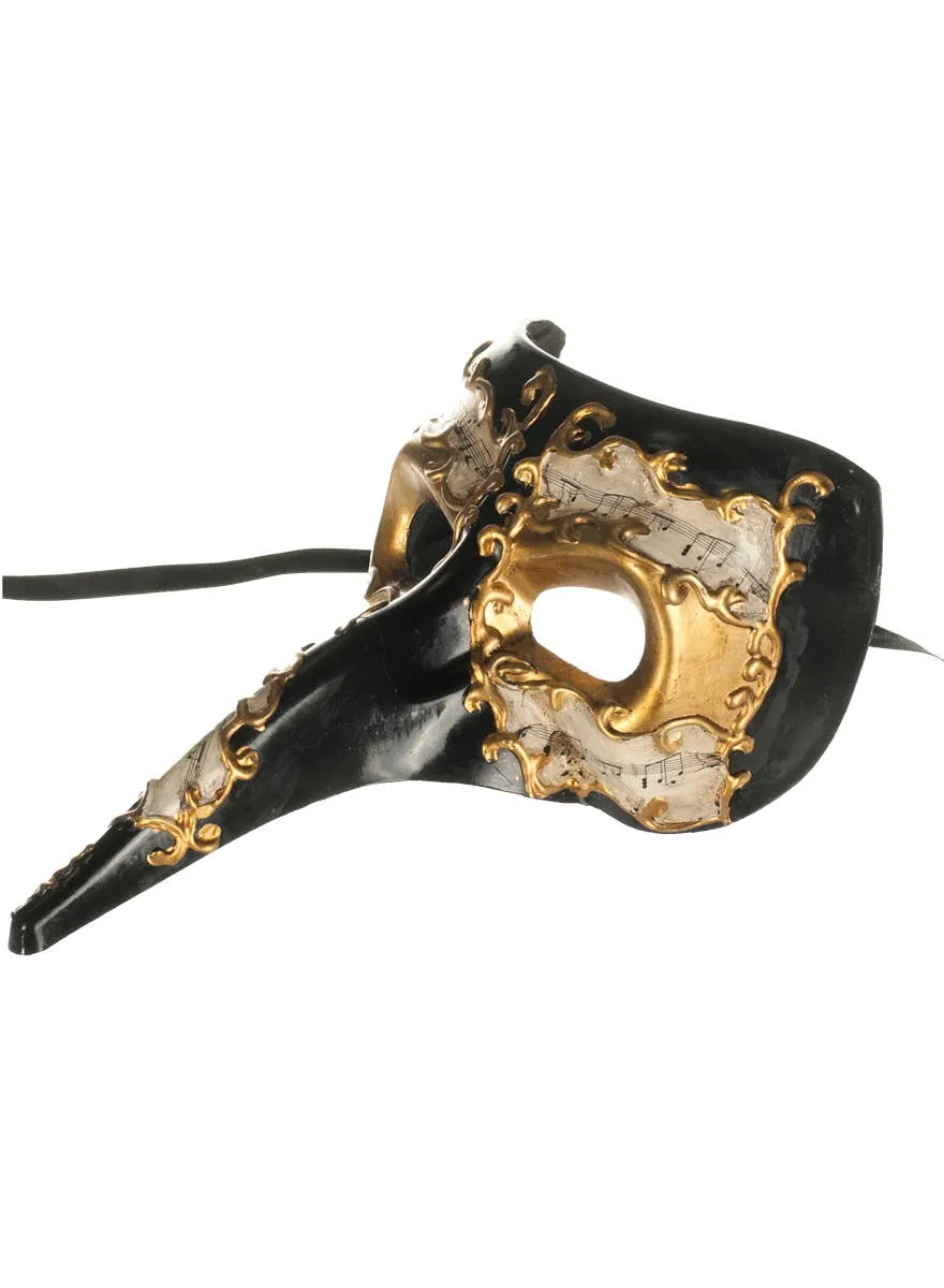 Long Nose Mens Venetian Masquerade Mask with Music Notes