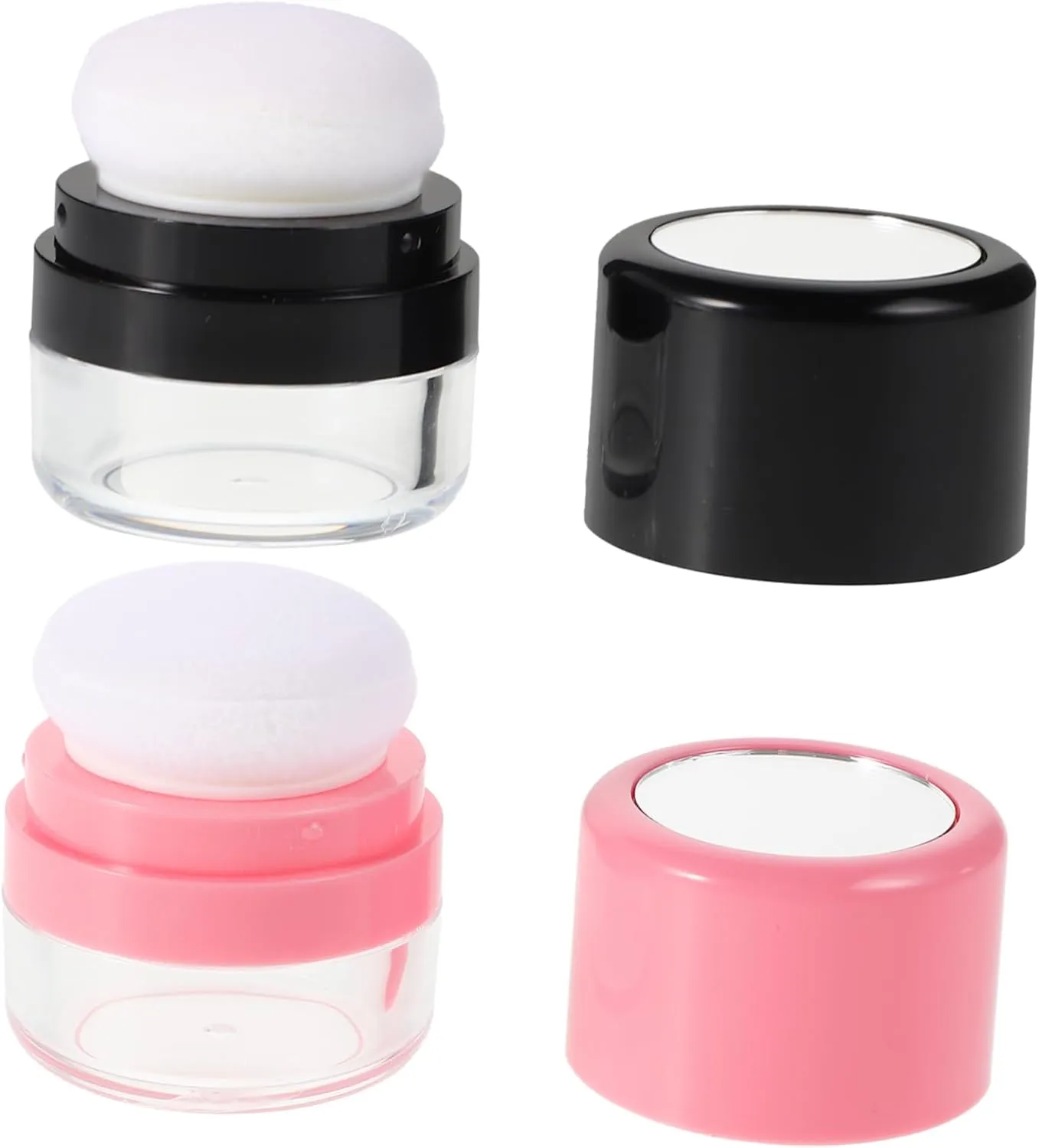Loose Powder Box Case Sponge Applicator 2pcs Refillable Plastic Dry Shampoo Portable for Travel Home Use