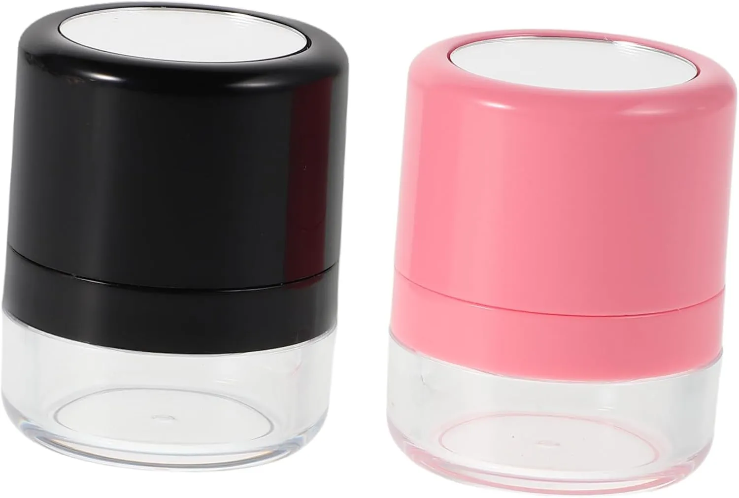 Loose Powder Box Set 2pcs Makeup Powder Puff Container with Mirror Refillable Plastic