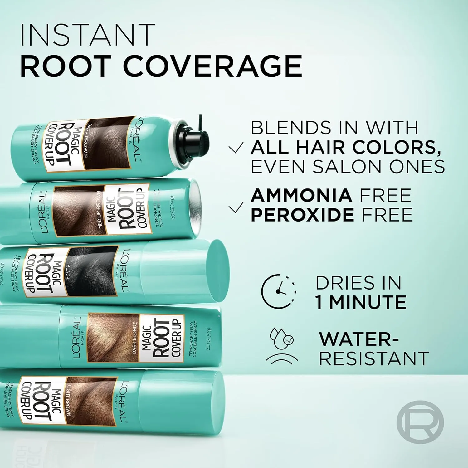 L'Oreal Paris Root Cover Up Temporary Gray Concealer Spray, Hair Color Spray with Filling & Thickening Coverage, Dark Brown, Packaging May Vary