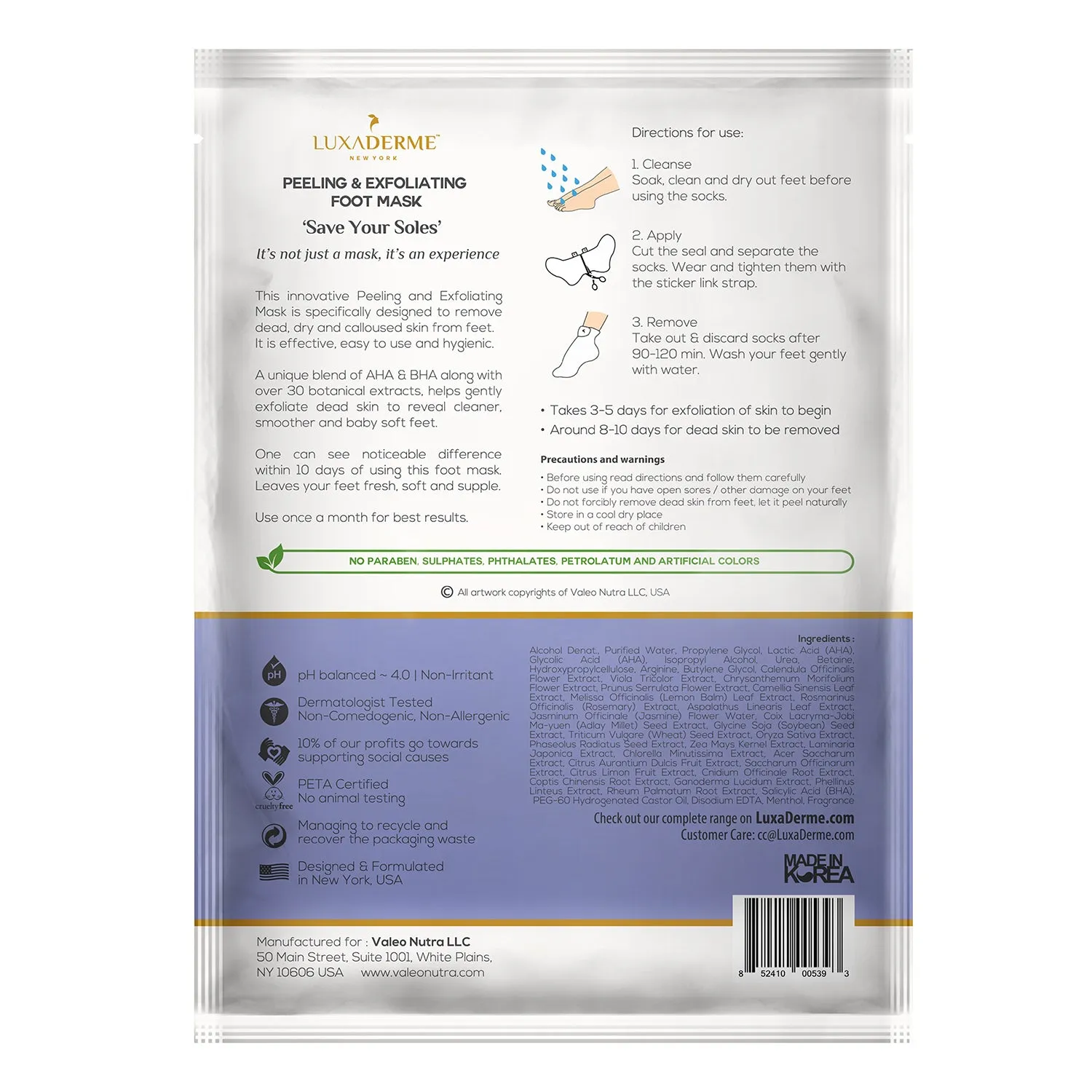 LuxaDerme Peeling & Exfoliating Foot Mask