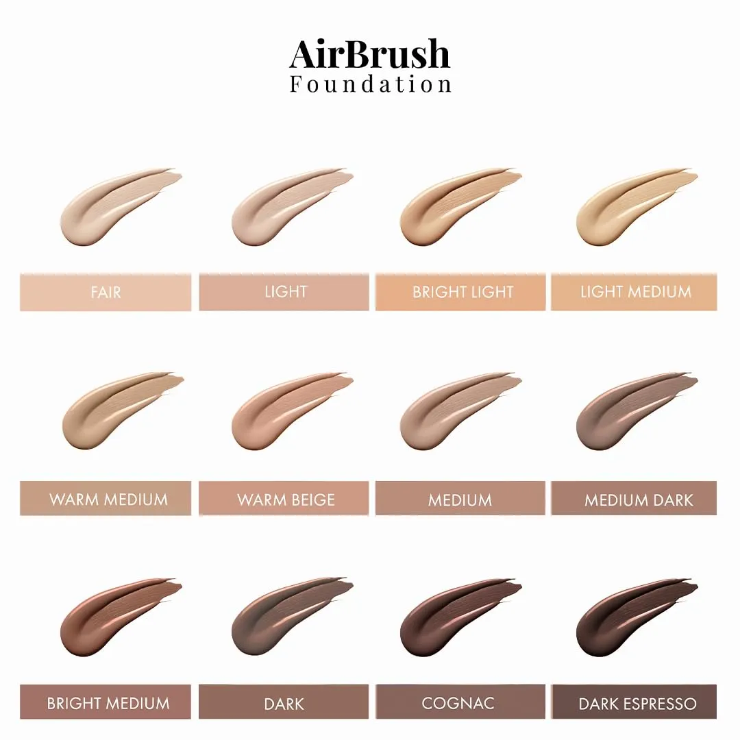 MagicMinerals AirBrush Foundation Set by Jerome Alexander  3pc Set Includes AirFinish, Foundation and Kabuki Brush - Spray Makeup with Anti-aging Ingredients for Smooth Radiant Skin (Dark)