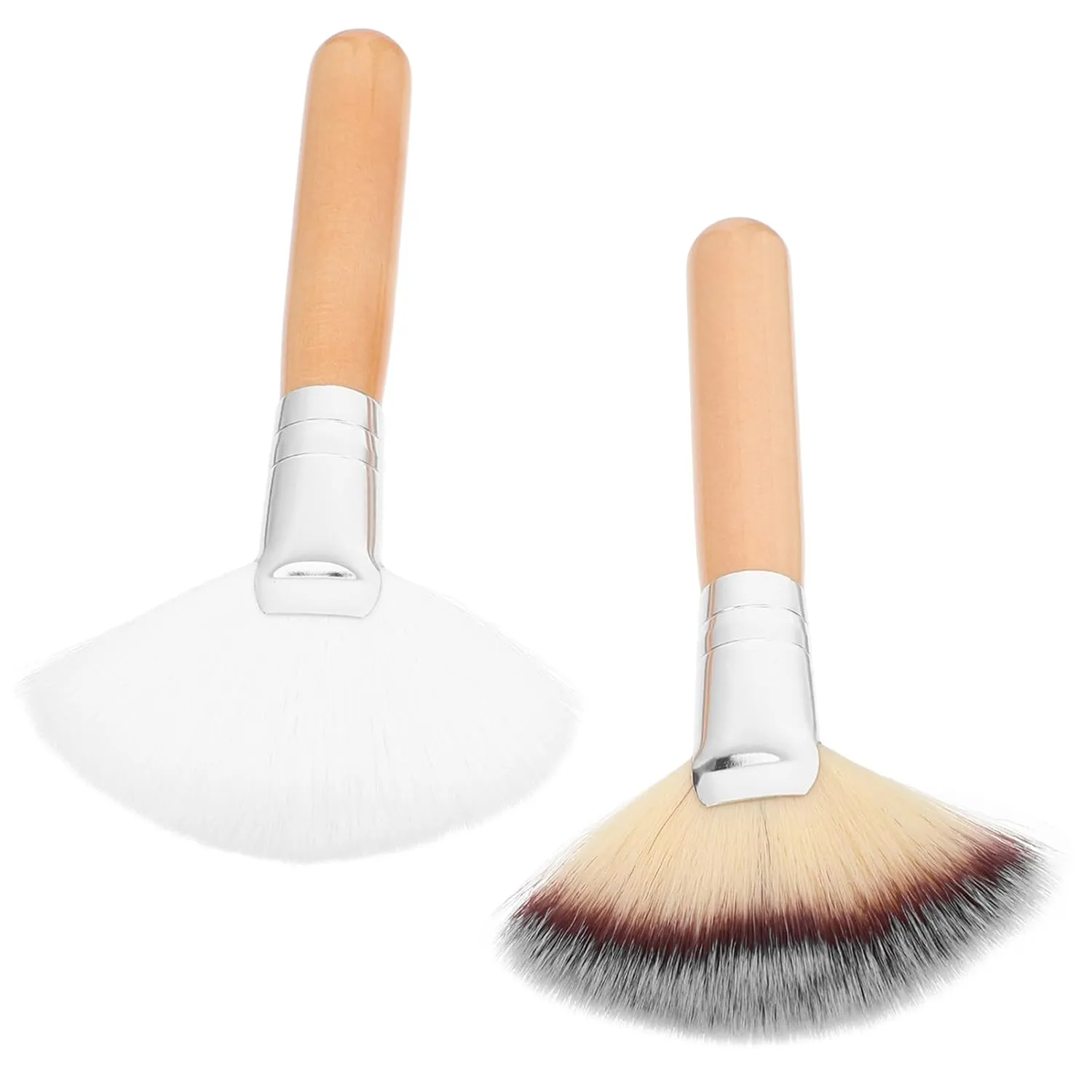 Makeup Brushes 2pcs Set Powder Brush Setting Brush for Women Long Handle Soft Bristles