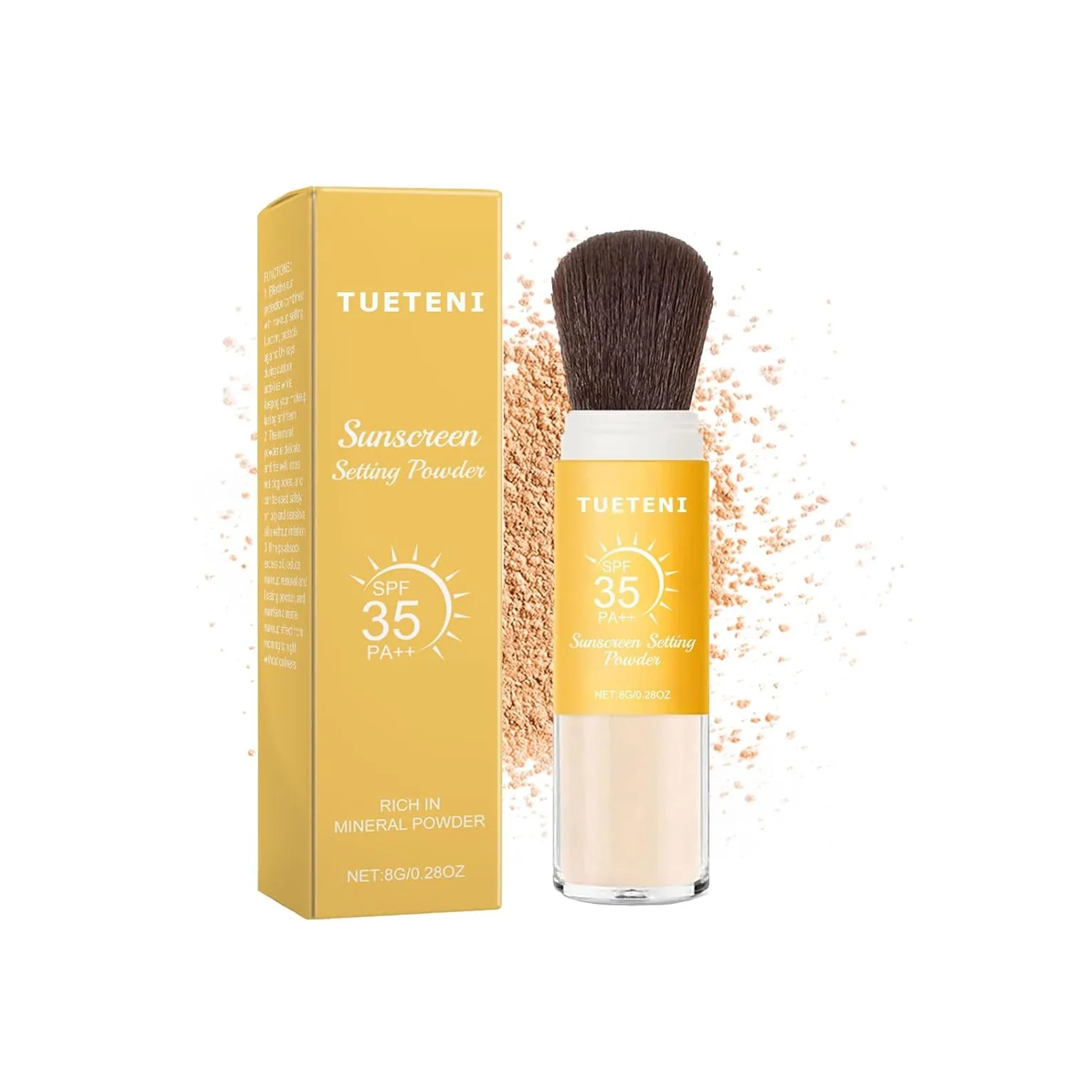Mineral Sunscreen Setting Powder For Face And Scalp, Translucent, Long Lasting, Lightweight And Breathable (0.28oz) (Brown, 1pcs)